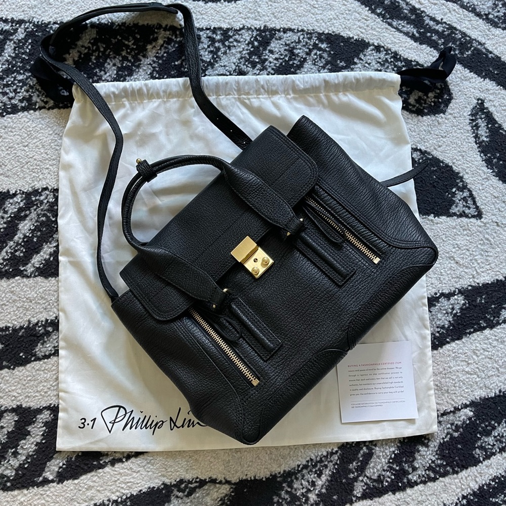 3.1 Phillip Lim Black Leather Bag with Gold Accents